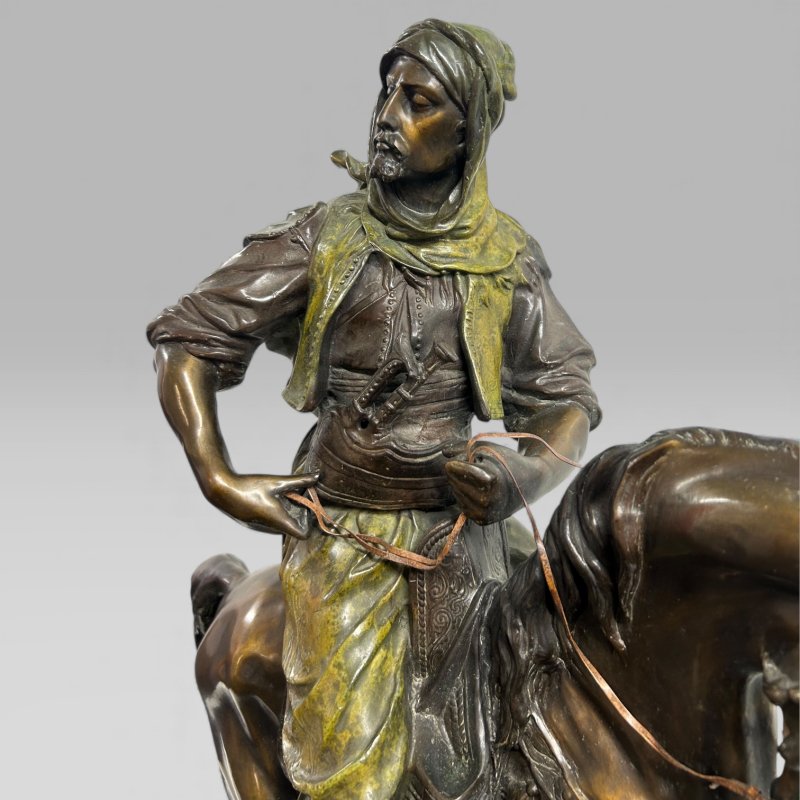 Antique French Bronze Sculpture Arab Horseman After Barye & Guillemin, 75 cm - Image 17